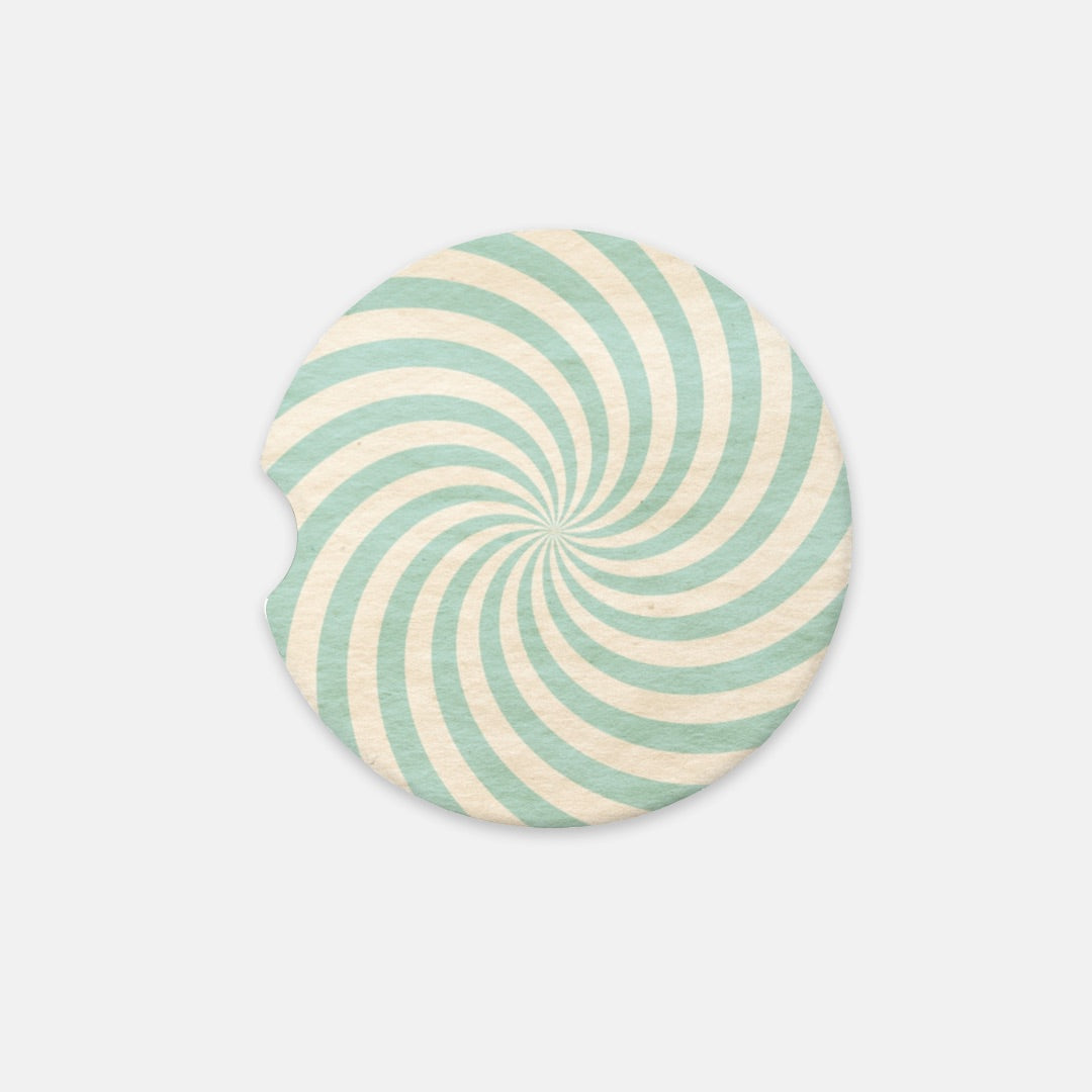 Green Swirl Sandstone Car Coaster