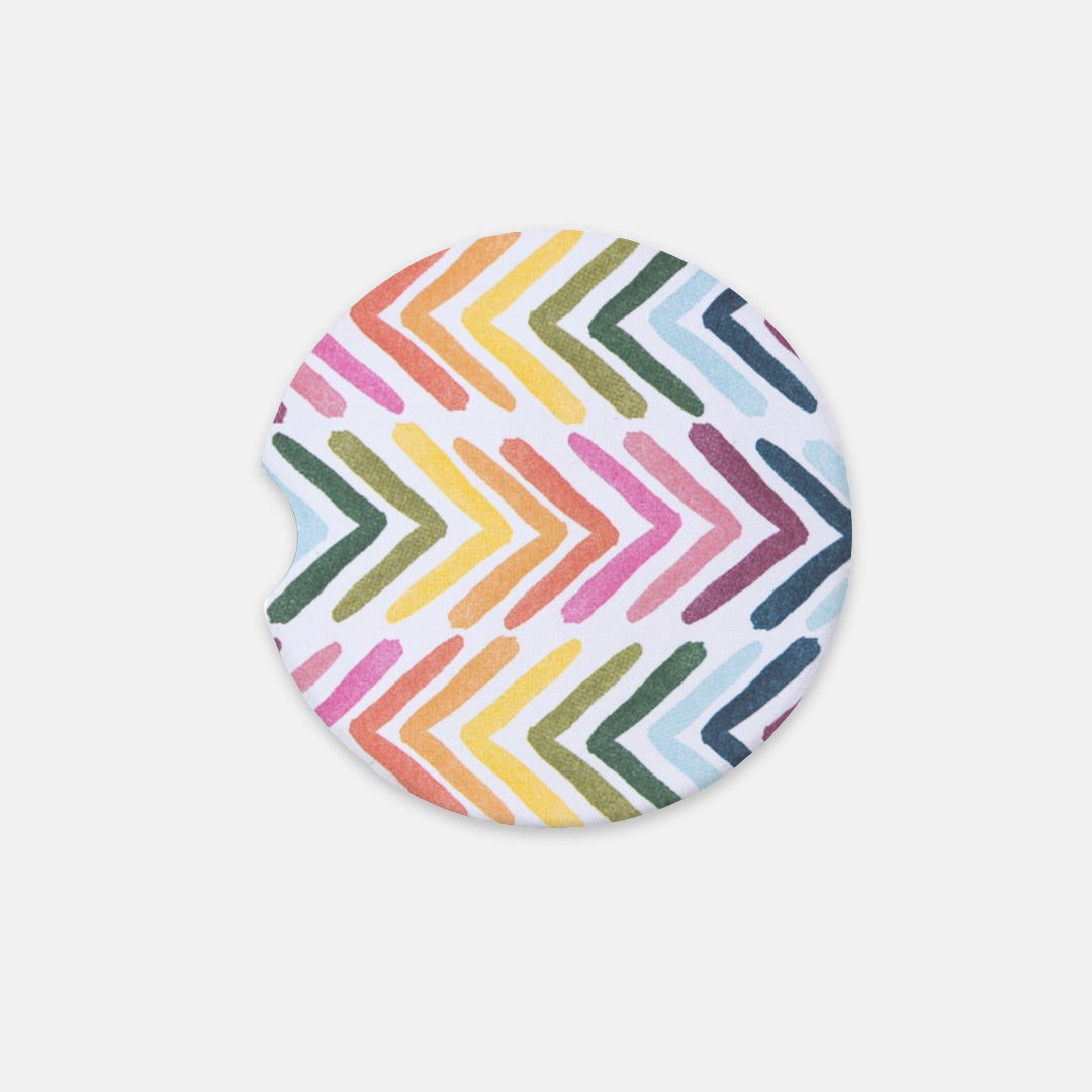 Colorful Geometric Design Sandstone Car Coaster